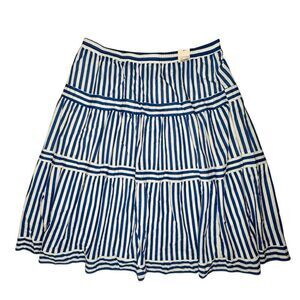 Cato Sz 18/20W Skirt Women's Blue White Block Stripped Tiered Elastic Band Waist